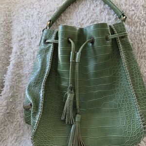 Tommy Hilfiger Green Croc-Embossed Hobo Bag